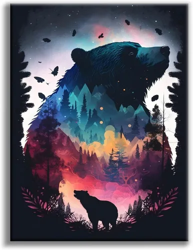 Vista 14 de Kits de pintura de diamantes de cielo estrellado Offito para adultos, kits de pintura de diamantes 5D Aurora Lake para principiantes, fantásticos