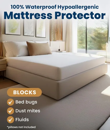 Vista 2 de Everlasting Comfort Protector de colchón prémium tamaño King, impermeable e hipoalergénico, diseño silencioso, funda lavable, bolsillo profundo