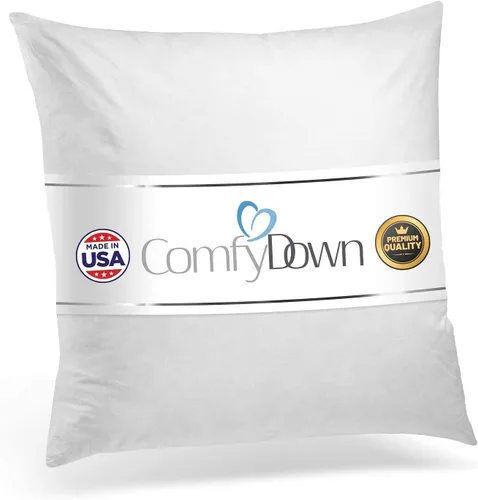 Vista 7 de ComfyDown Cojín de 12 x 12 pulgadas, relleno de plumas y plumas, funda 100% algodón, fabricada en Estados Unidos, funda de almohada decorativa suave