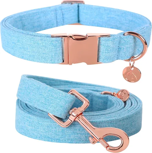Vista 16 de DOGWONG Collar y correa de algodón para perro, collar para mascotas, suave, duradero, básico, para perros pequeños, medianos y grandes Negro