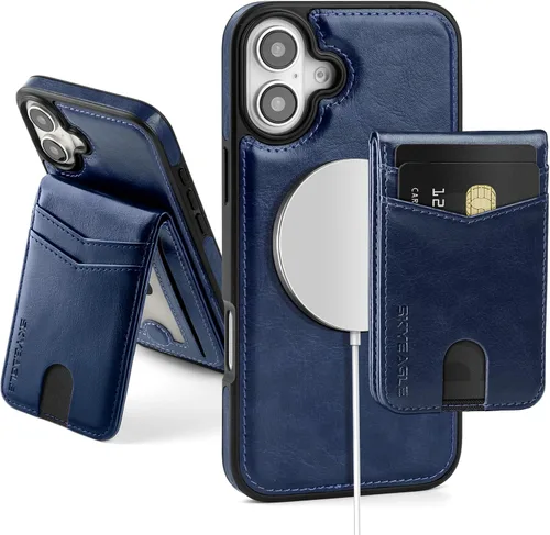 Vista 82 de SkyEagle - Funda tipo cartera compatible con MagSafe para iPhone 11, color negro Detachable Magnetic Credit Card Holder,RFID Blocking,PU