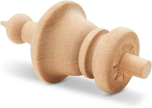 Vista 4 de Remates decorativos de madera sin terminar, 3-1/2 pulgadas, para remates de poste de cama, remates de barra de cortina, decoración de asta