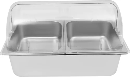 Vista 5 de Recipiente de acero inoxidable para servir alimentos para encimera, contenedor de servir alimentos con tapa, servidor de condimentos con cucharas