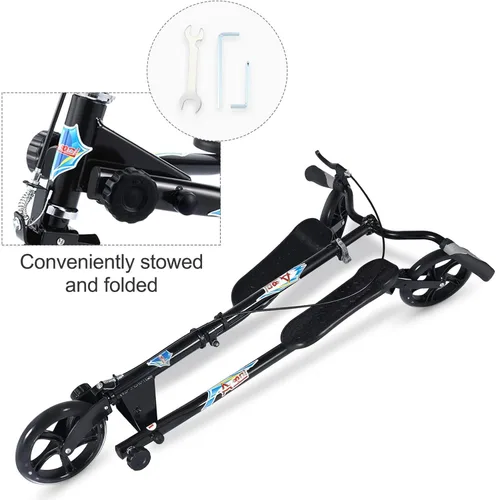 Vista 3 de Patinete plegable de 3 ruedas con mango ajustable para adolescente/hombre/mujer a partir de 12 años (máx. 220 libras)