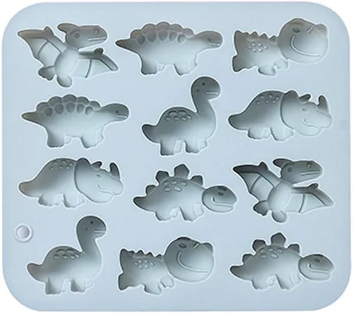 Vista 2 de Molde de silicona para pastelitos de chocolate con forma de dinosaurio de 8 cavidades, molde elegante antiadherente, molde para pastel, cupcake
