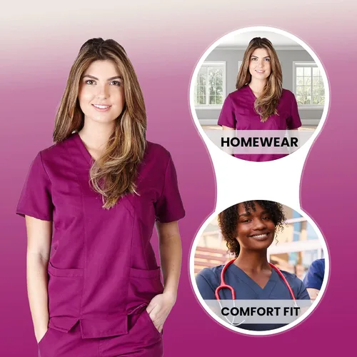 Vista 6 de Camiseta quirúrgica súper suave y ultra cómoda para mujer