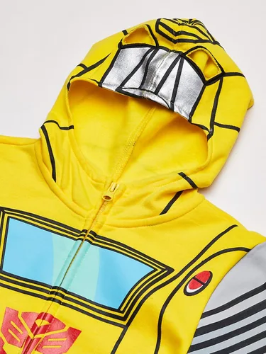 Vista 2 de Transformers Disfraz con capucha para niños pequeños, color amarillo, 7, Amarillo