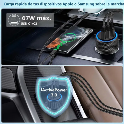 Vista 5 de Apple MFi Certified iPhone 17 Car Charger, 67W Multiport USB-C Car Charger