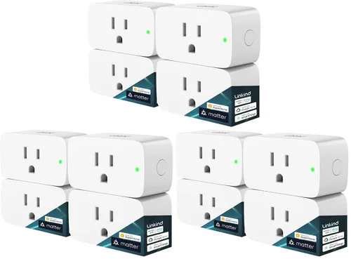 Vista 10 de Linkind Matter Smart Plug, funciona con Apple Home, Siri, Alexa, Google Home, SmartThings, Smart Outlet 15A/1800W Max, automatización del hogar