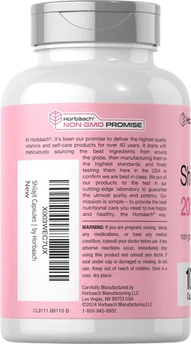 Vista 3 de Horbaach Shilajit para mujer 100 cápsulas Suplemento sin OMG, sin gluten