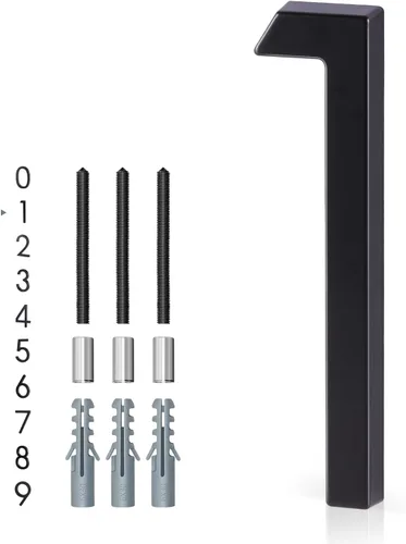 Vista 10 de Números de casa de 5 pulgadas para exterior, dirección de metal número 8, diseño moderno, acabado con recubrimiento en polvo negro resistente a