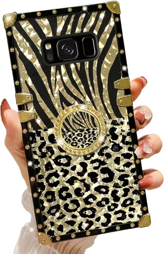 Vista 21 de Funda para Samsung Galaxy S8 Plus con soporte de anillo, patrón de moda, parte trasera de policarbonato duro y TPU suave, cubierta de protección a