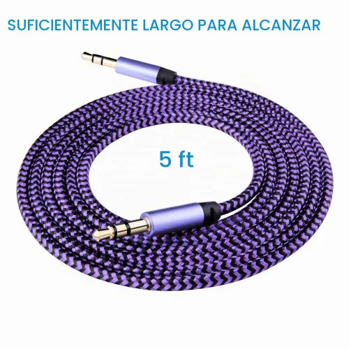 Vista 4 de AILKIN Cable AUX para automóvil, paquete de 2 cables de audio auxiliar de 0.138 in, acordes auxiliares estéreo trenzados compatibles