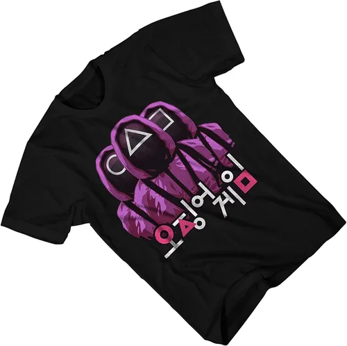 Vista 3 de Squid Game Camiseta de panal para hombre, diseño de círculo, triángulo, cuadrada, para hombre