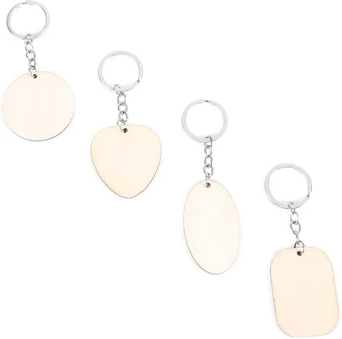 Vista 8 de Llavero de madera en blanco redondo ovalado corazón y rectángulo para manualidades 12