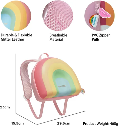 Vista 2 de zoy zoii Mochila para niños, linda mochila para niños pequeños, bolsa de viaje preescolar, mochila casual para niñas y niños, B8-sugarrainbow