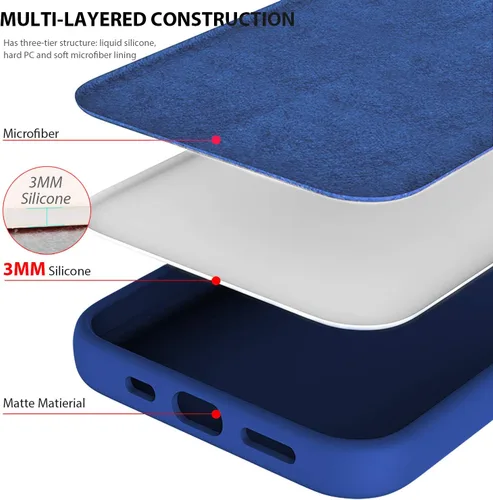 Vista 3 de ZUSLAB Nano Silicone Compatible with iPhone 12 mini Case 2020 Liquid Silicone Rubber Shockproof Soft Full Protection Case - Cobalt Blue