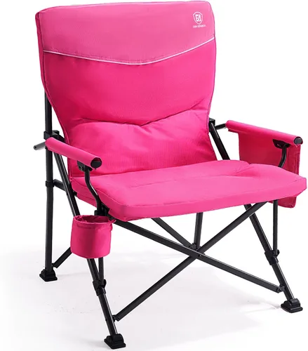 Vista 12 de EVER ADVANCED Silla plegable acolchada de gran tamaño para campamento para adultos, silla de césped resistente con bolsillos laterales, silla