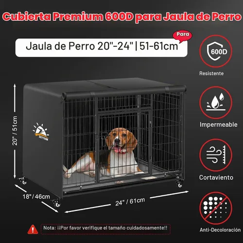 Vista 2 de Zettum Funda para Jaula de Perro de 24 Pulgadas - Cubiertas de Jaula Kennel 600D para Jaula de Perro Impermeables y de Servicio Pesado, Funda