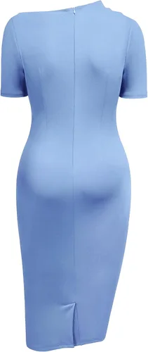 Vista 3 de AISIZE Vestido de tubo retro de medio cuello fruncido para mujer