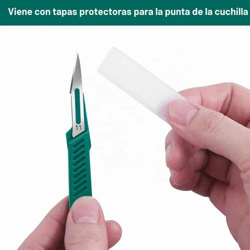 Vista 4 de 20 PCS Cuchillas de Bisturí con Bisturíes #11 Cuchillas Quirúrgicas, Cuchillas Desechables con Cubierta Protectora, Cuchilla de Mango de 20 piezas