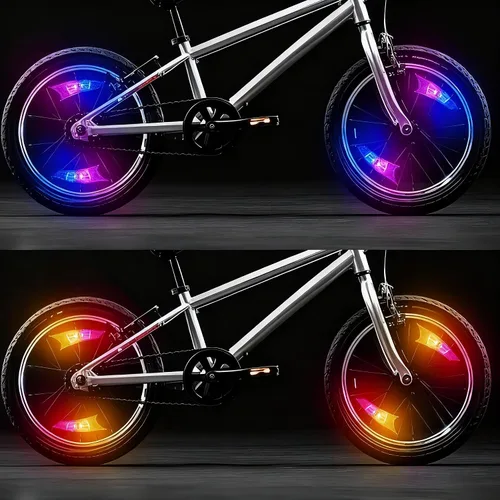 Vista 3 de Luces de rueda de bicicleta recargable, paquete de 2, luz de radios de bicicleta, resistente a la intemperie, luces de bicicleta para adultos