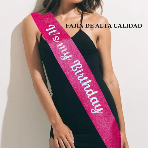 Vista 4 de Corona de cumpleaños para mujer, banda de diadema de cumpleaños rosa intenso Rosa fuerte