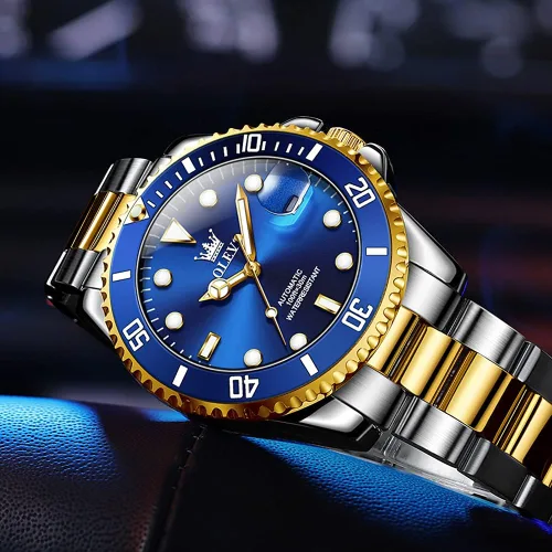 Vista 4 de OLEVS Relojes mecánicos automáticos para hombre, cuerda automática, de acero inoxidable de lujo, sin batería