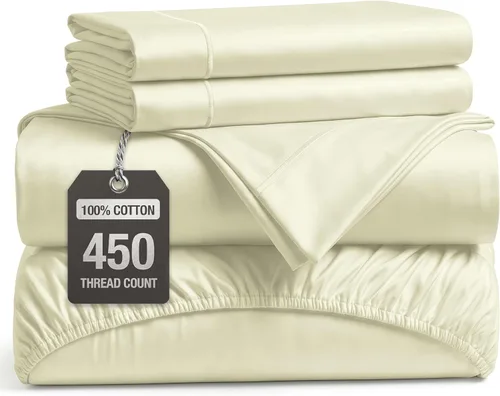 Vista 16 de LANE LINEN Sábanas de cama individual – 450TC algodón peinado de fibra larga de alta calidad, color blanco Soft & Breathable Twin Sheet &