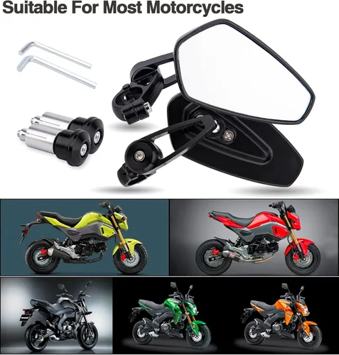 Vista 7 de Espejos de extremo de barra de motocicleta compatibles con Honda GROM MSX125 Kawasaki Z650 Z125 Z900 Z750 SV650 Yamaha MT-07 MT-03 MT-09 MT-10 FZ09