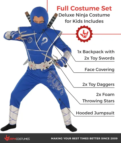Vista 2 de Morph, Disfraz de ninja para niños, disfraces de Halloween para niños Azul