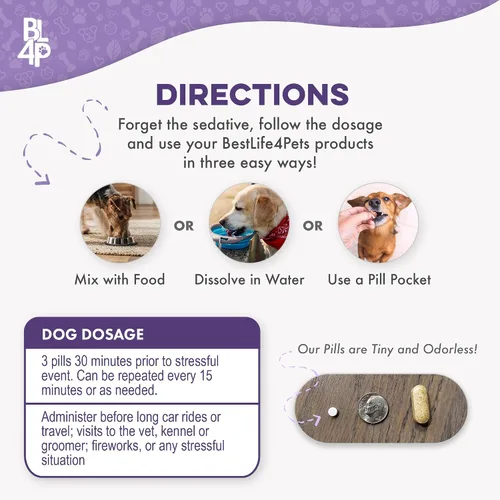 Vista 6 de Pet Relax - Alivio de la ansiedad calmante para perros, relajantes de larga duración para aliviar el estrés, solución natural para la ansiedad por