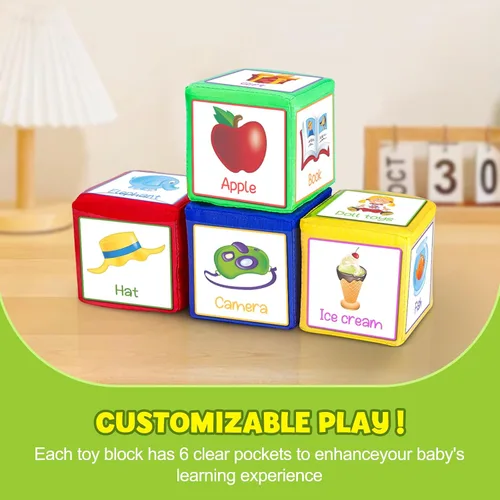 Vista 14 de Eamay Juego de 4 cubos de bolsillo para aprender, a partir de 5 meses. Juego de 2