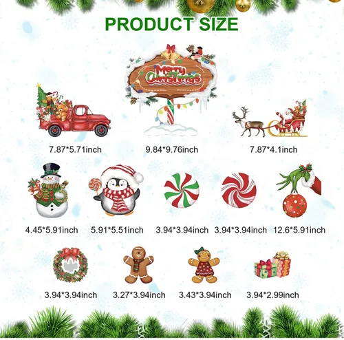 Vista 5 de 12 Piezas de Imanes de Navidad para Refrigerador, Decoración Magnética para Nevera, Calcomanías de Coche de Navidad, Imanes de Árbol de Navidad