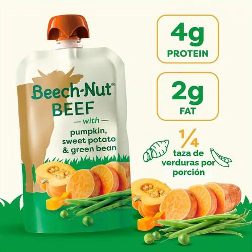 Vista 3 de Beech-Nut Bolsa de comida para bebés Stage 2, carne de res y verduras, 12