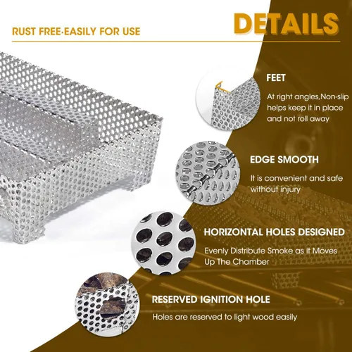 Vista 3 de Bandeja de ahumador de pellets de 5 x 8 pulgadas, 12 horas de humo, caja de ahumador para asar a gas, generador de ahumador frío para barbacoa, como