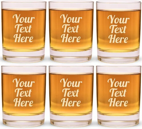 Vista 11 de Juego de vasos de whisky grabados con diseño personalizado Vidrio para una sola ocasión para cumpleaños, Día del Padre o hitos