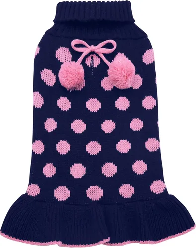 Vista 11 de KYEESE Suéteres para Perros con Agujero para la Correa Suéter Vestido Pequeño de Cuello Alto para Perros para Hembra Tejido de Lunares Cálido Ropa