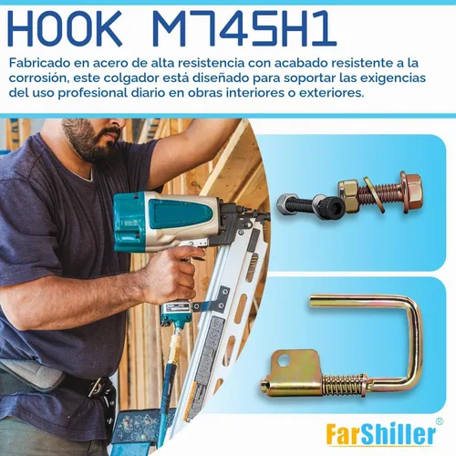 Vista 4 de M745h1 para Hitachi NR83A2 NR90AE Gancho de rafter con resorte/Percha retráctil para pistola de uñas (paquete de 2)