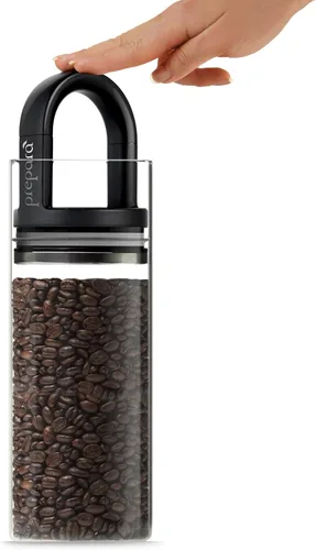 Vista 7 de Prepara evak vidrio contenedor de almacenamiento de alimentos con mango de tacto suave, color negro, tamaño grande, L, Negro Gloss Hyle