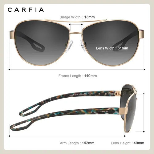 Vista 2 de Carfia Polarized Sunglasses for Women UV400 Protection Classic Metal Pilot Sun Glasses CA3210