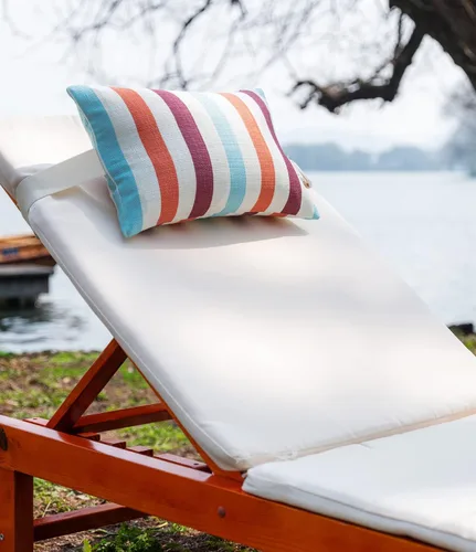Vista 3 de Almohada para silla de playa al aire libre, almohadas para silla de piscina con inserto y rayas elásticas ajustables para sillón reclinable