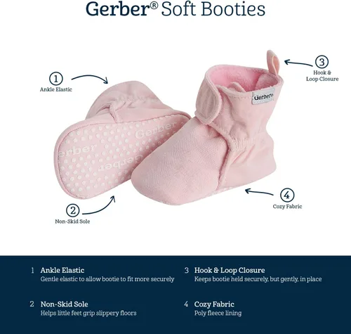 Vista 6 de Gerber Botines unisex con forro polar para bebé, antideslizantes, suaves
