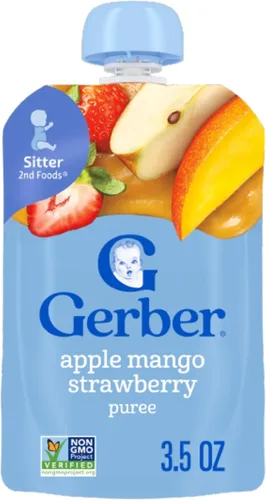 Vista 12 de Gerber Stage 2 - Bolsa de puré de manzana y mango y fresa, 3.5 onzas