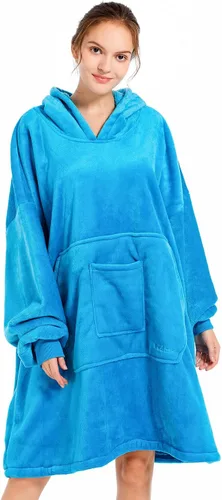 Vista 14 de REDESS Blanket Hoodie Sweatshirt, Wearable Blanket Oversized Sherpa Hoodie Beige