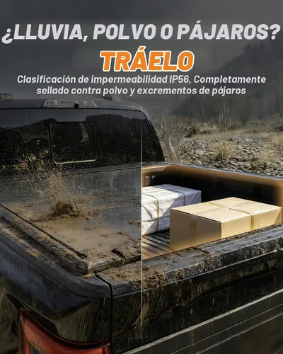 Vista 4 de WOLFBOX Cubierta Power Tonneau para Chevy Silverado y GMC Sierra 1500 2019 Se adapta a cama de 5.10 pies, aplicación y control remoto, se bloquea