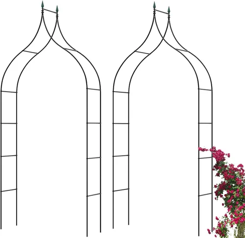 Vista 8 de Giantex Arco de boda de metal para jardín, 9.5 pies de alto x 4.1 pies de ancho, pérgola para plantas trepadoras, rosas, vides, interiores