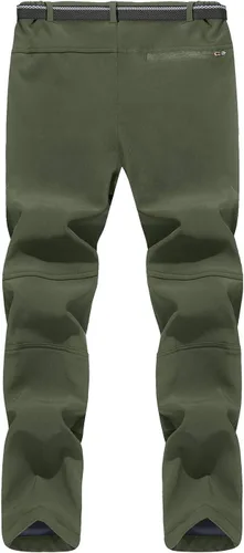 Vista 3 de TACVASEN pantalones de senderismo para hombre, con forro polar, reforzados en las rodillas, ligeros, para esquí y snowboard, sin cinturón