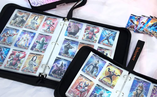 Vista 7 de Carpeta de tarjetas coleccionables para 4 bolsillos, 400 tarjetas con 50 fundas extraíbles con cremallera de protección, pulsera de fácil