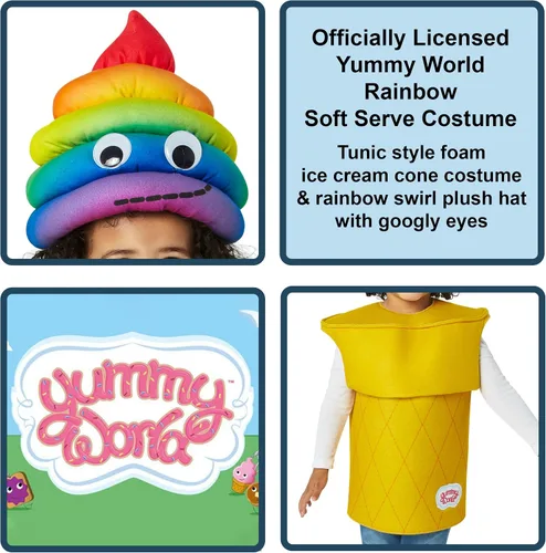 Vista 2 de Rubie's Disfraz infantil Yummy World Rainbow Soft Serve Top y tocado, como se muestra, 4T